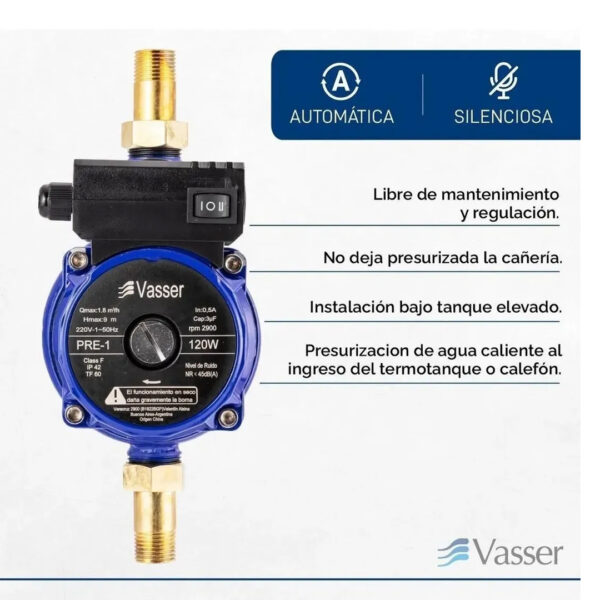 Bomba Presurizadora Presión Agua Vasser 9 M Enciende Calefon - Imagen 3