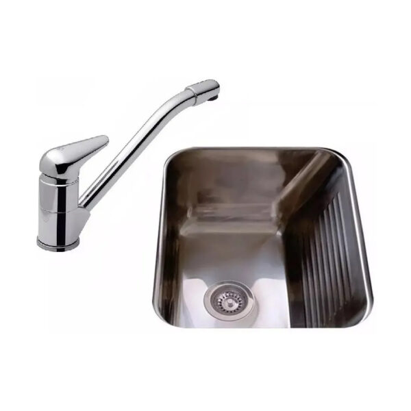 Combo Bacha Lavadero Inox Mi Pileta 421l Griferia Fv Kansas
