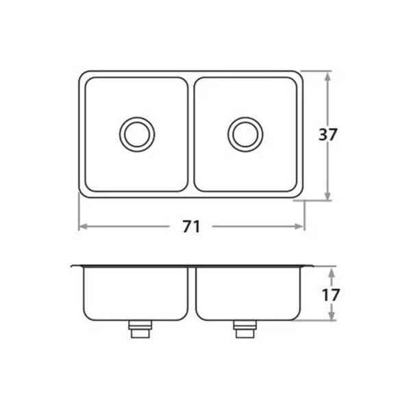 Bacha Cocina Acero Inox Doble Lujo Mipileta Designia Mod 786 - Imagen 2