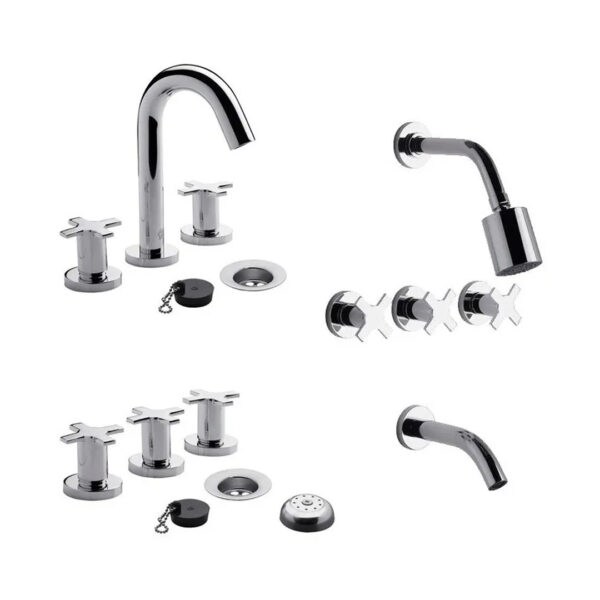 Juego Griferia Fv Alerce Ducha+ Lavatorio+bidet Ceramico D7