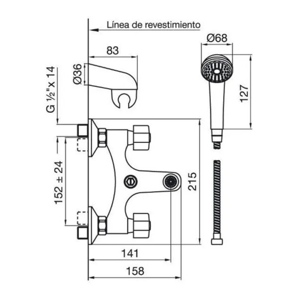Griferia Ducha Exterior Con Transferencia Fv Arizona 112/b1 - Imagen 2