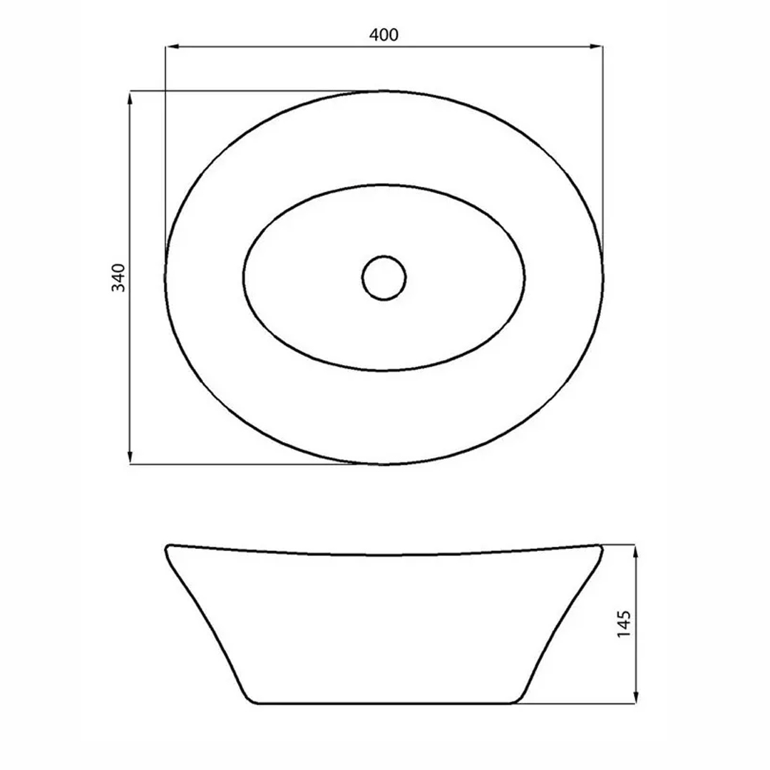 Bacha Ferrum Tori Lk060 Cuenco Ovalada Blanco 40x34 Apoyo - Imagen 2