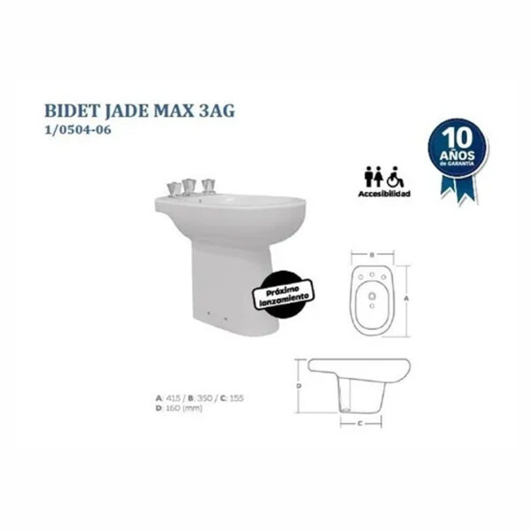 Combo Baño Discapacitados Inodoro Alto + Mochila + Bidet - Imagen 2