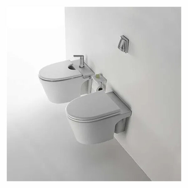 Combo Baño Inodoro Marina De Colgar Ferrum + Bidet + Tapas