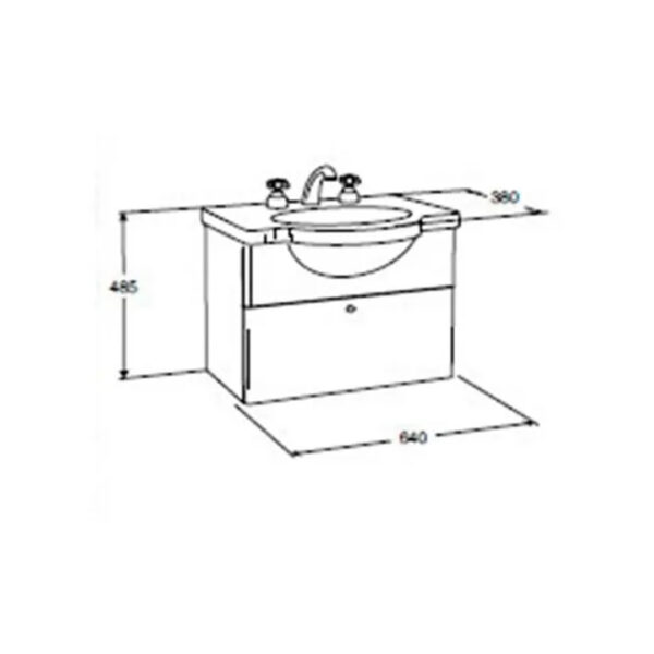 Vanitory Colgante Ferrum Mueble+mesada De Loza Venecia 64cms - Imagen 2