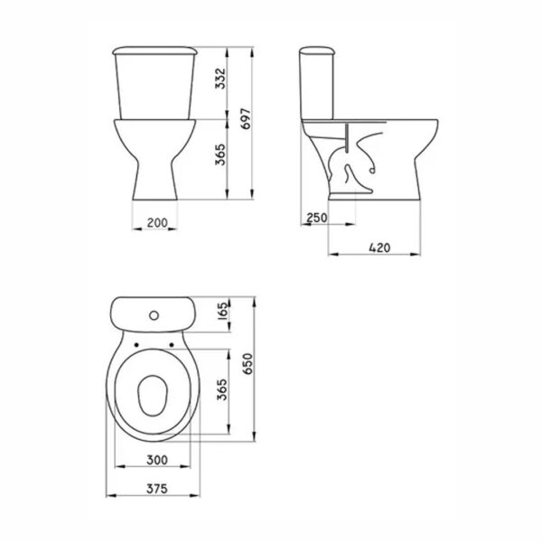 Inodoro Largo Depósito Mochila Apoyar Y Bidet Ferrum Andina - Imagen 3