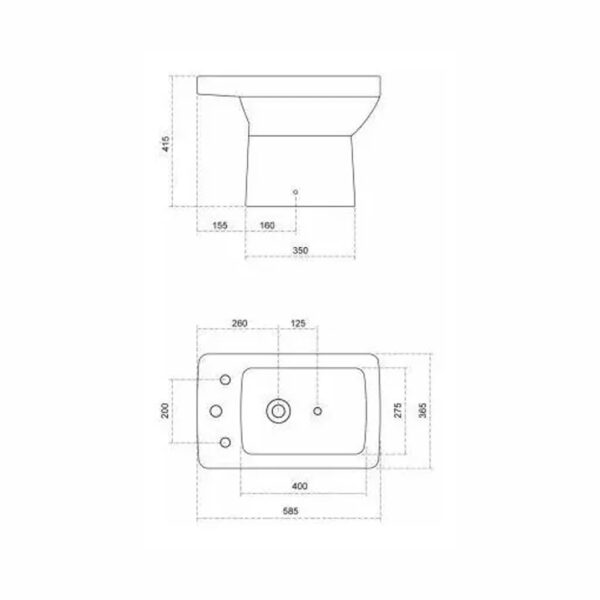 Juego De Sanitarios Loza Baño Cuadrado Moderno Minimalista - Imagen 4