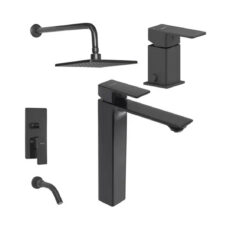 Juego Griferia Baño Monocomando Alto Peirano Soria Black