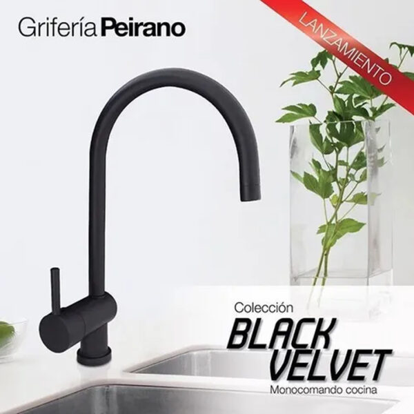 Griferia Monocomando Cocina Negra Black Velvet Peirano - Imagen 2