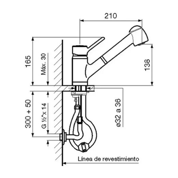 Griferia Fv 412.01/90 Swing Monocomando De Cocina Cromo - Imagen 2
