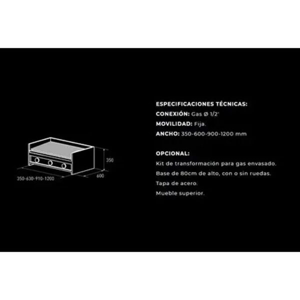 Parrilla A Gas 35 Cms Tst Uso Domestico Comercial - Imagen 5