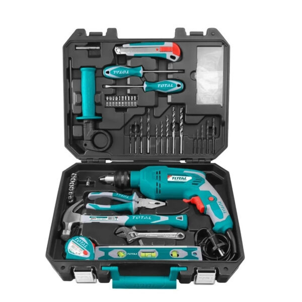 Kit Taladro Total 650w 13mm + 101 Accesorios Herramientas