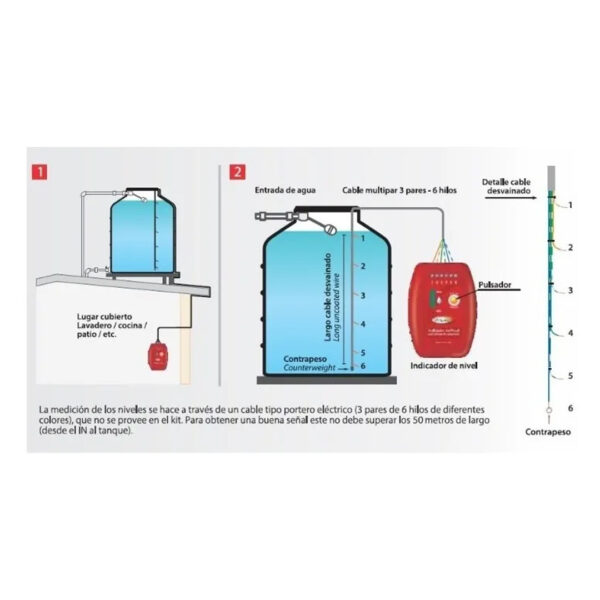 Medidor Nivel Tanque Agua Sensor Indicador Agua Viyilant - Imagen 3