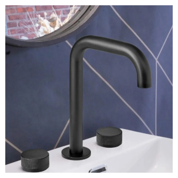 Juego Griferia Baño Fabric Black Cierre Cerámico Negro Mate - Imagen 2
