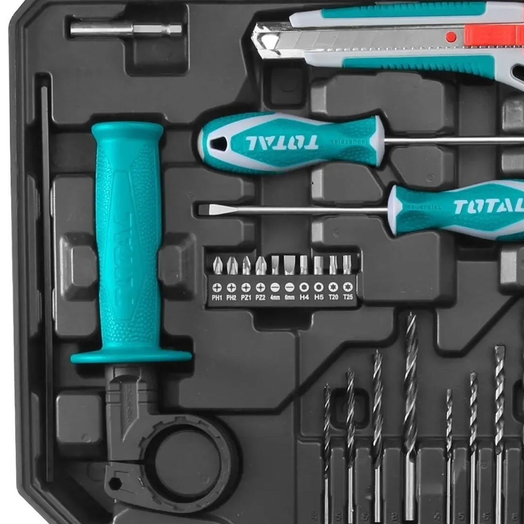 Kit Taladro Total 650w 13mm + 101 Accesorios Herramientas - Imagen 4