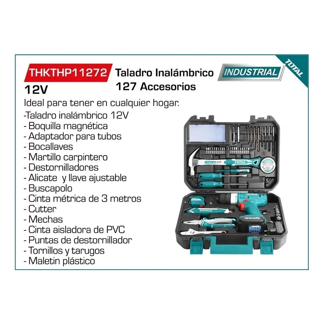 Taladro Atornillador Inalámbrico 12v Kit 127 Piezas Total - Imagen 4