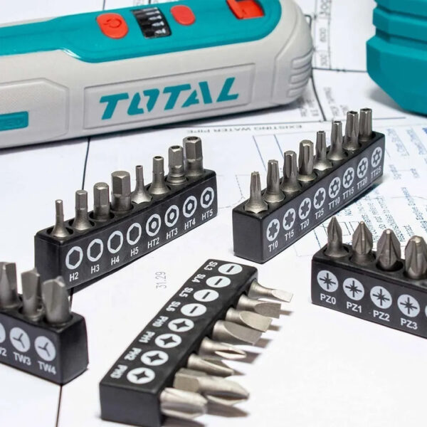 Atornillador Inalámbrico Total 4v Estuche Puntas Bateria Usb - Imagen 6