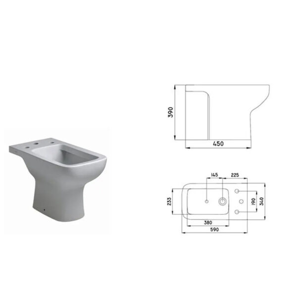Combo Trento Ferrum Bidet Inodoro Largo Deposito Apoyo Tapa - Imagen 4