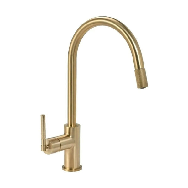 Griferia Monocomando Cocina Peirano Fabric Gold Oro Flexible