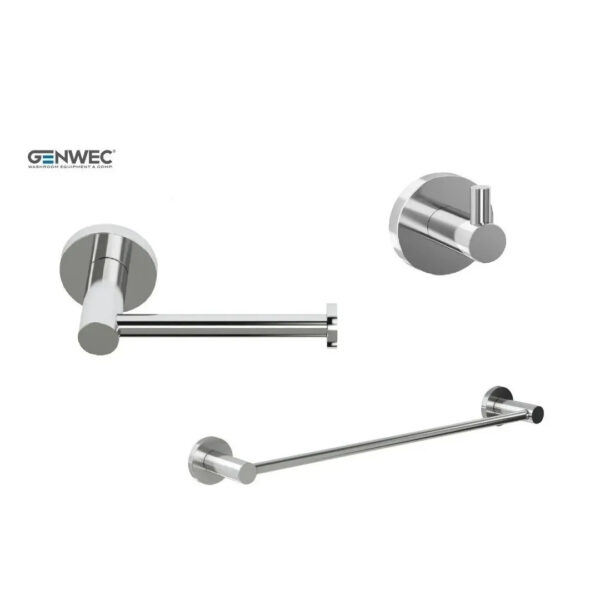 Kit Accesorio Baño Cromo Genebre Barral Percha Porta Rollo