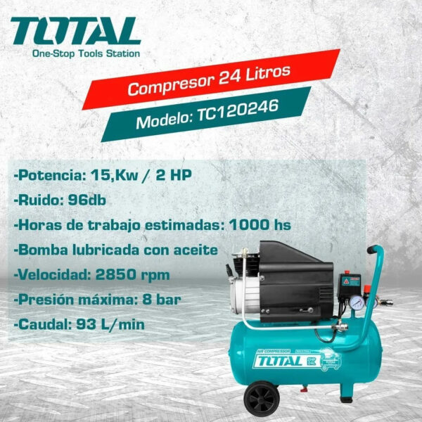 Compresor de aire eléctrico Total Tools TC120246 celeste 220V - 240V 50H - Imagen 2