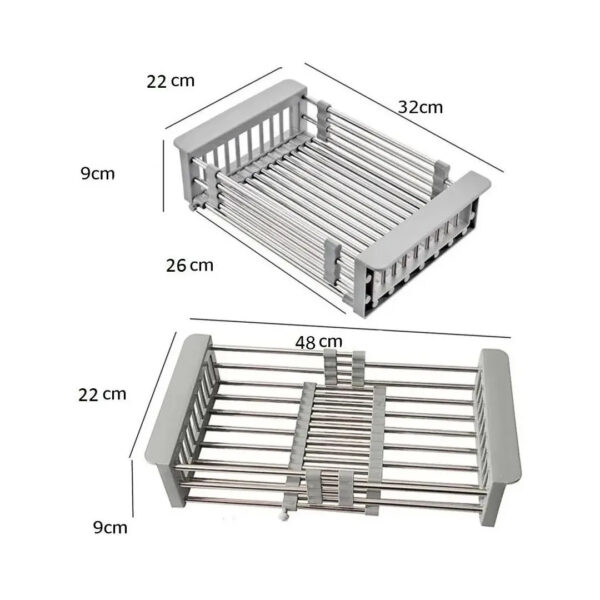 Escurridor Seca Platos Extensible Bacha Cocina Frutas - Imagen 3