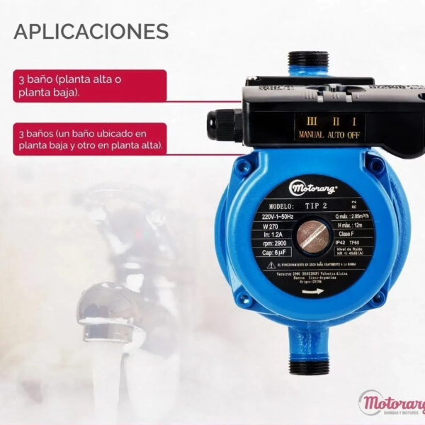 Bomba Presurizadora Motorarg Tip 2 Hasta 4 Baños 3000 Lts - Imagen 4
