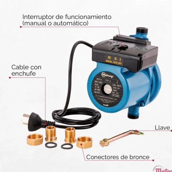 Bomba Presurizadora Motorarg Tip 2 Hasta 4 Baños 3000 Lts - Imagen 5