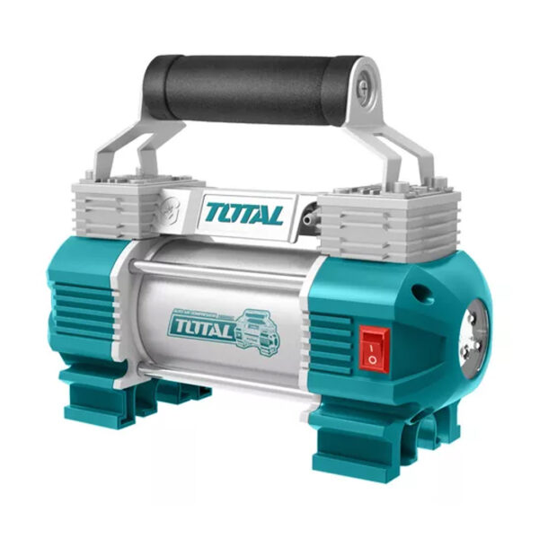 Compresor De Aire Portatil Total Doble Pistón Color Turquesa/Plateado Fase eléctrica Monofásica Frecuencia 50 Hz