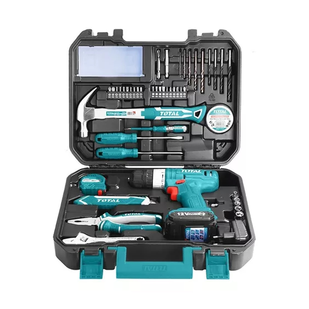 Kit Taladro 12v Con 127 Accesorios Y Maletín Total Color Verde oscuro - Imagen 2