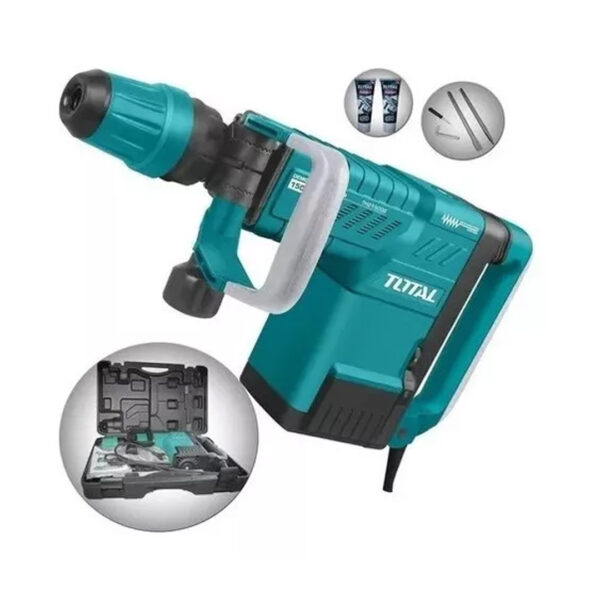 Martillo Demoledor Total 25j Hex 1500w 2 Cinceles + Maletin Color Turquesa - Imagen 2