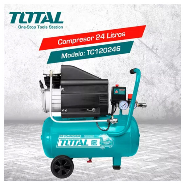 Compresor De Aire 24 Litros 2 Hp Total Monofásico Color Celeste Fase eléctrica Monofásica Frecuencia 50 Hz - Imagen 2