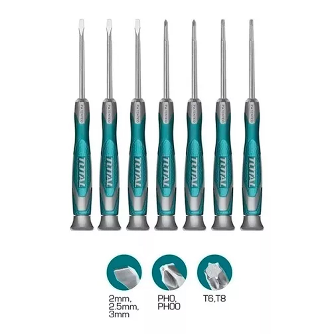 Set De 7 Destornilladores Precision Industri Total Tht250726