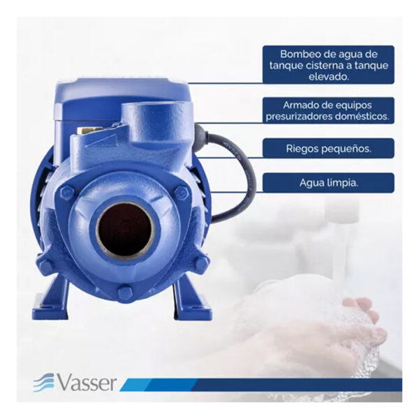 Bomba Periferica Motorarg Vasser Qb60 0,5hp Eleva 24mts 220v Color Azul Fase eléctrica Monofásica Frecuencia 50 Hz - Imagen 6
