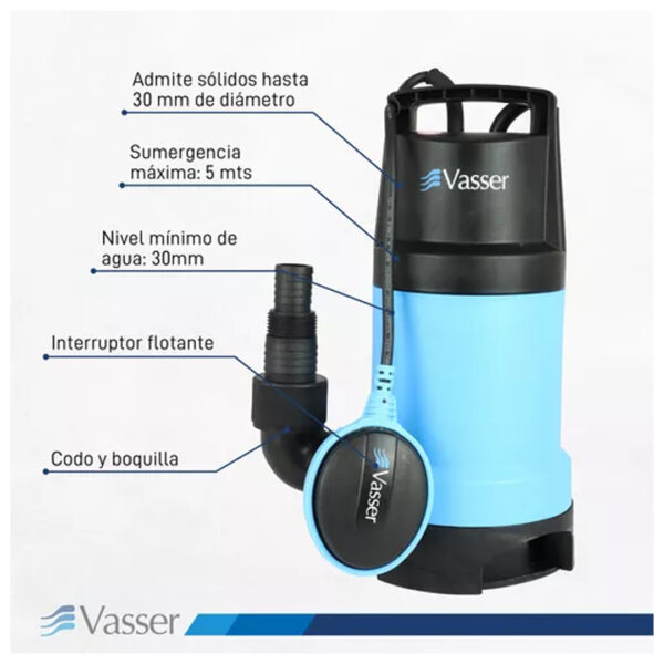 Bomba Desagote Agua Sucia Vasser - Motorarg De750ps 750 Watts - Imagen 6