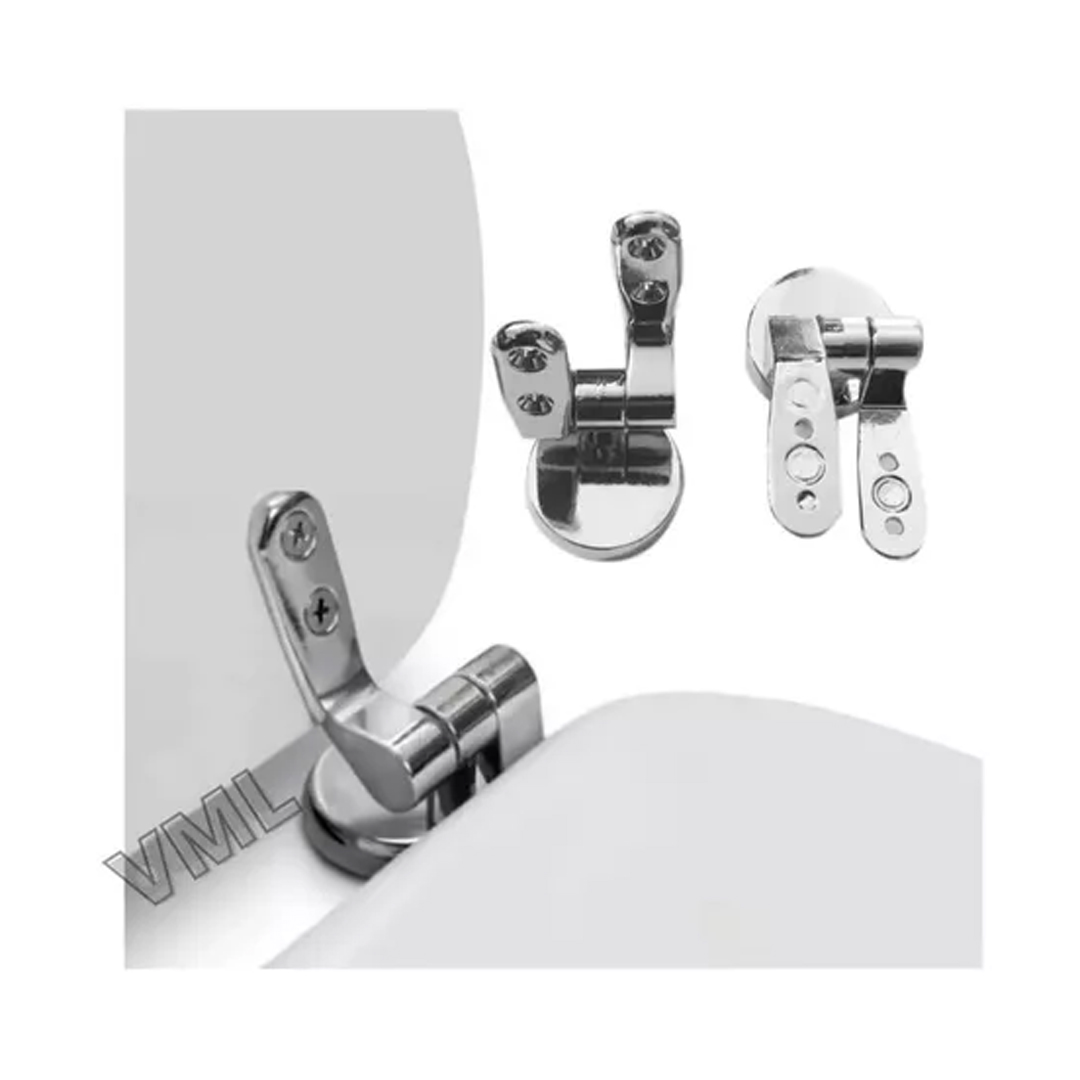 Set Repuesto Bisagras Herrajes Metal Asiento Tapa Inodoro Color Plateado - Imagen 4
