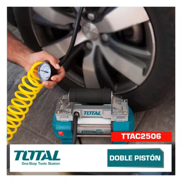 Compresor De Aire Portatil Total Doble Pistón Color Turquesa/Plateado Fase eléctrica Monofásica Frecuencia 50 Hz - Imagen 8