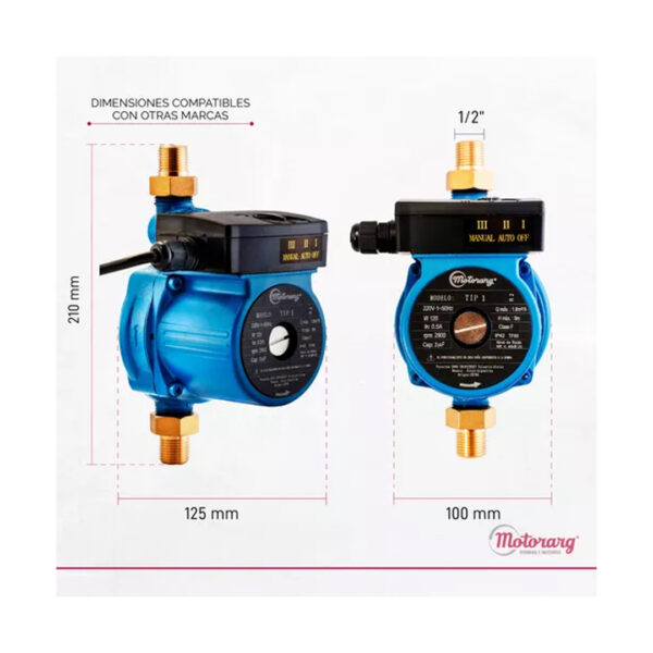 Bomba Presurizadora Motorarg - Tip1 120 Watts - Imagen 8