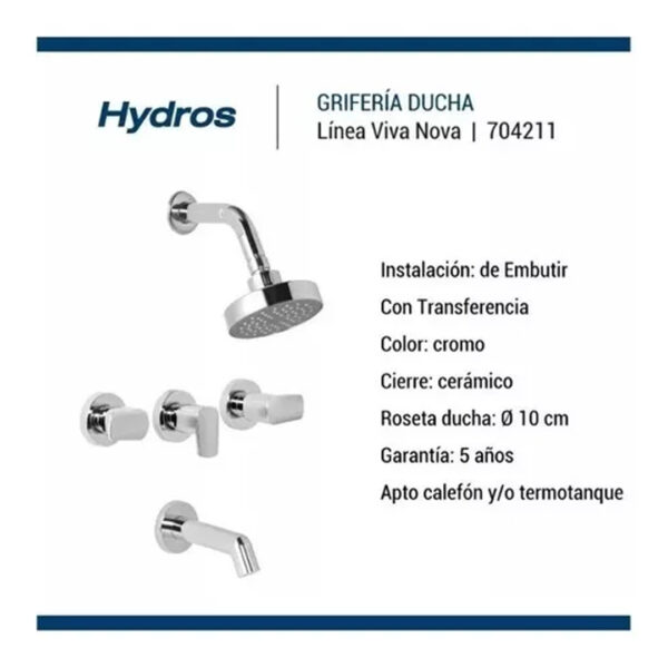 Griferia Ducha Con Transferencia Para El Baño Hydros Nova - Imagen 2