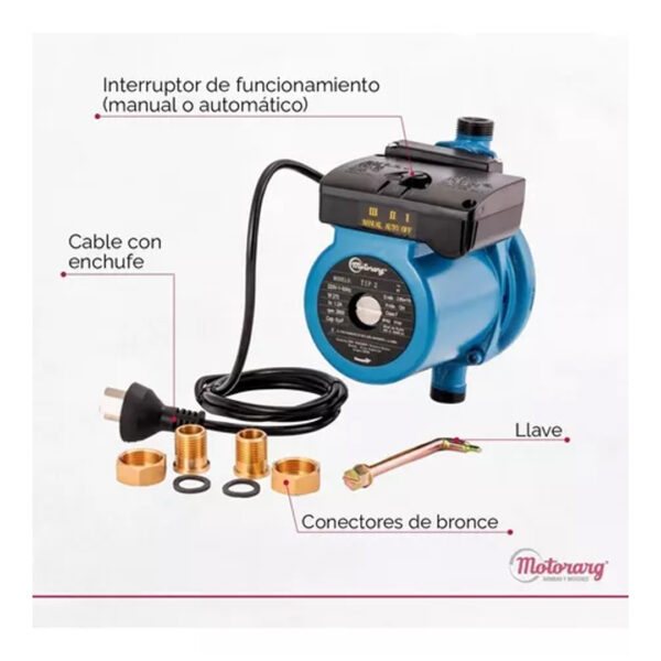 Bomba Presurizadora Motorarg Tip 2 3 Baños 270 Watts - Imagen 9