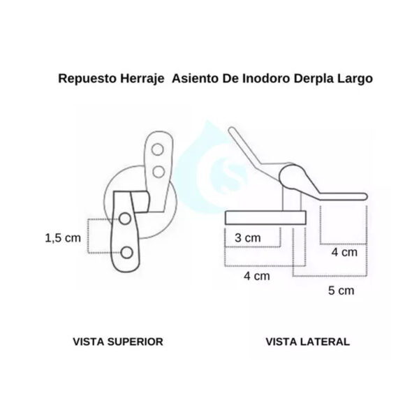Repuesto Herraje Cromado Asiento De Inodoro Derpla Largo Color Plateado - Imagen 4