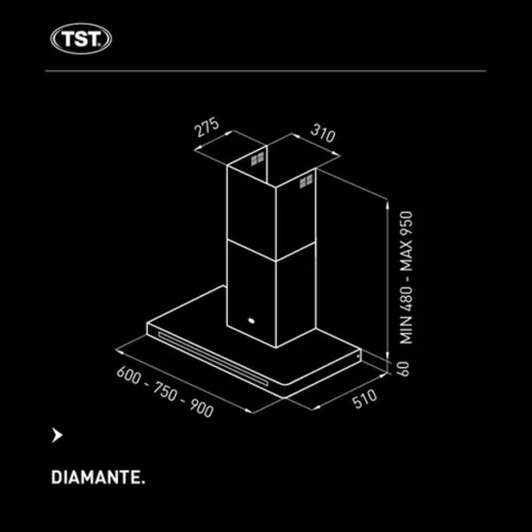 Campana Cocina Tst Modelo Nuevo Diamante 90 Extrae Purifica - Imagen 4