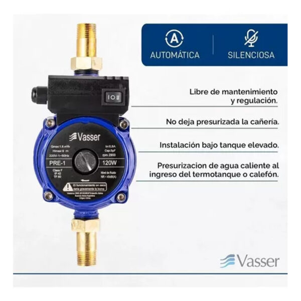 Bomba presurizadora Vasser PRE-1 120W - 220V - Imagen 5