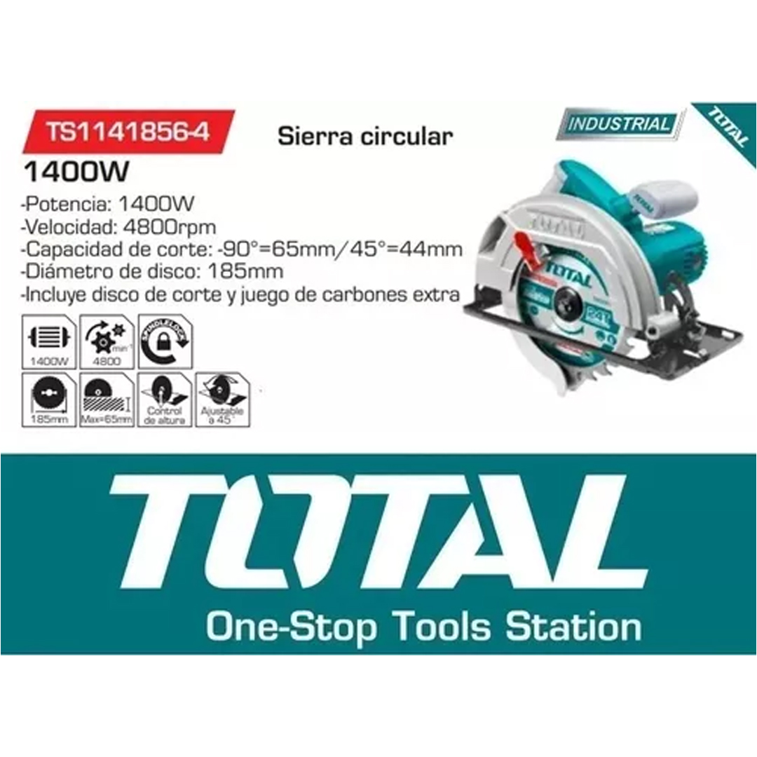 Sierra Circular 1400w Total Disco 184mm Color Turquesa Frecuencia 50Hz - Imagen 4