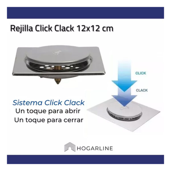Rejilla Desague Quick Clack Daccord 12x12 Acero Baño Cocina - Imagen 5