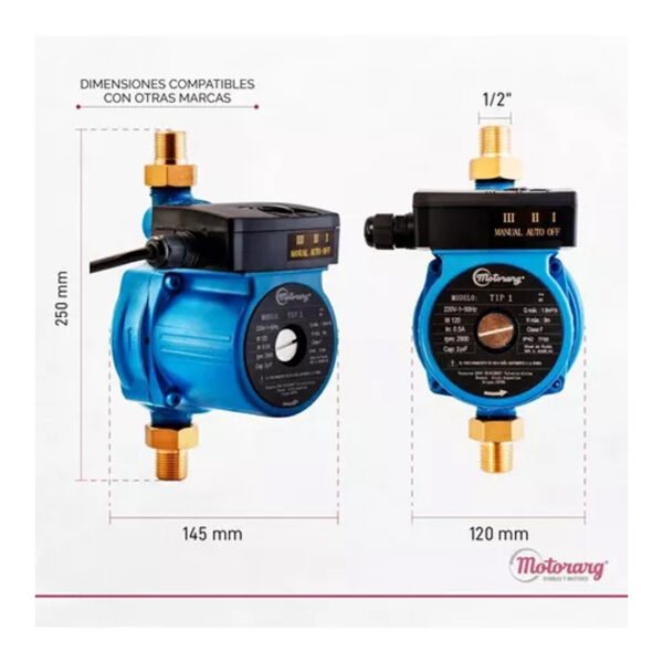 Bomba Presurizadora Motorarg Tip 2 3 Baños 270 Watts - Imagen 7