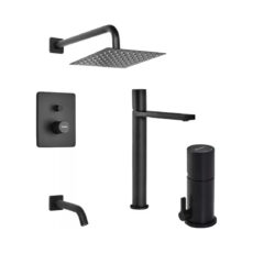 Grifería Piazza Lounge Black Ducha + Lavatorio Alto + Bidet