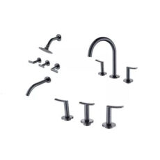 Juego De Baño Completo Bronce Cierre Cerámico Black Negro