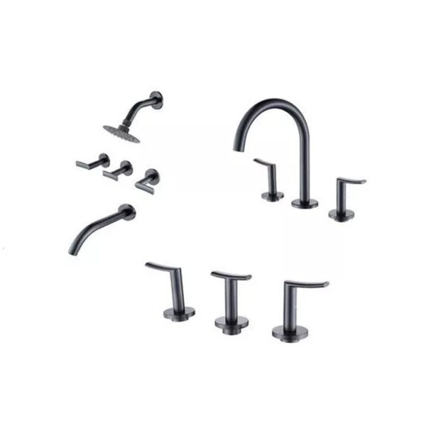 Juego De Baño Completo Bronce Cierre Cerámico Black Negro
