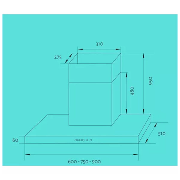 Extractor purificador de cocina TST Puelo ac. inox. de pared 600mm x 60mm x 510mm plateado 220V - Imagen 5